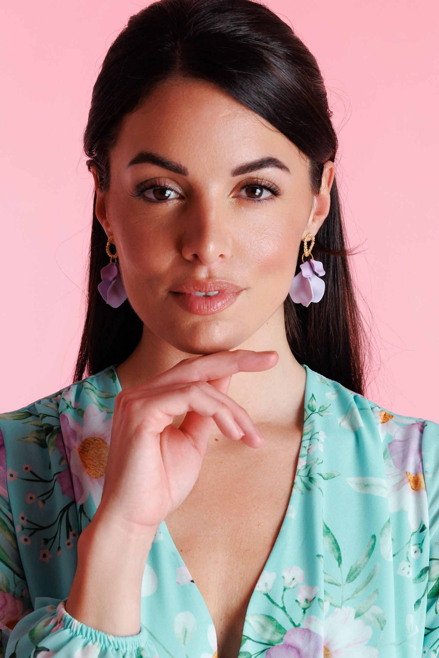 Lilac leaves drop earrings