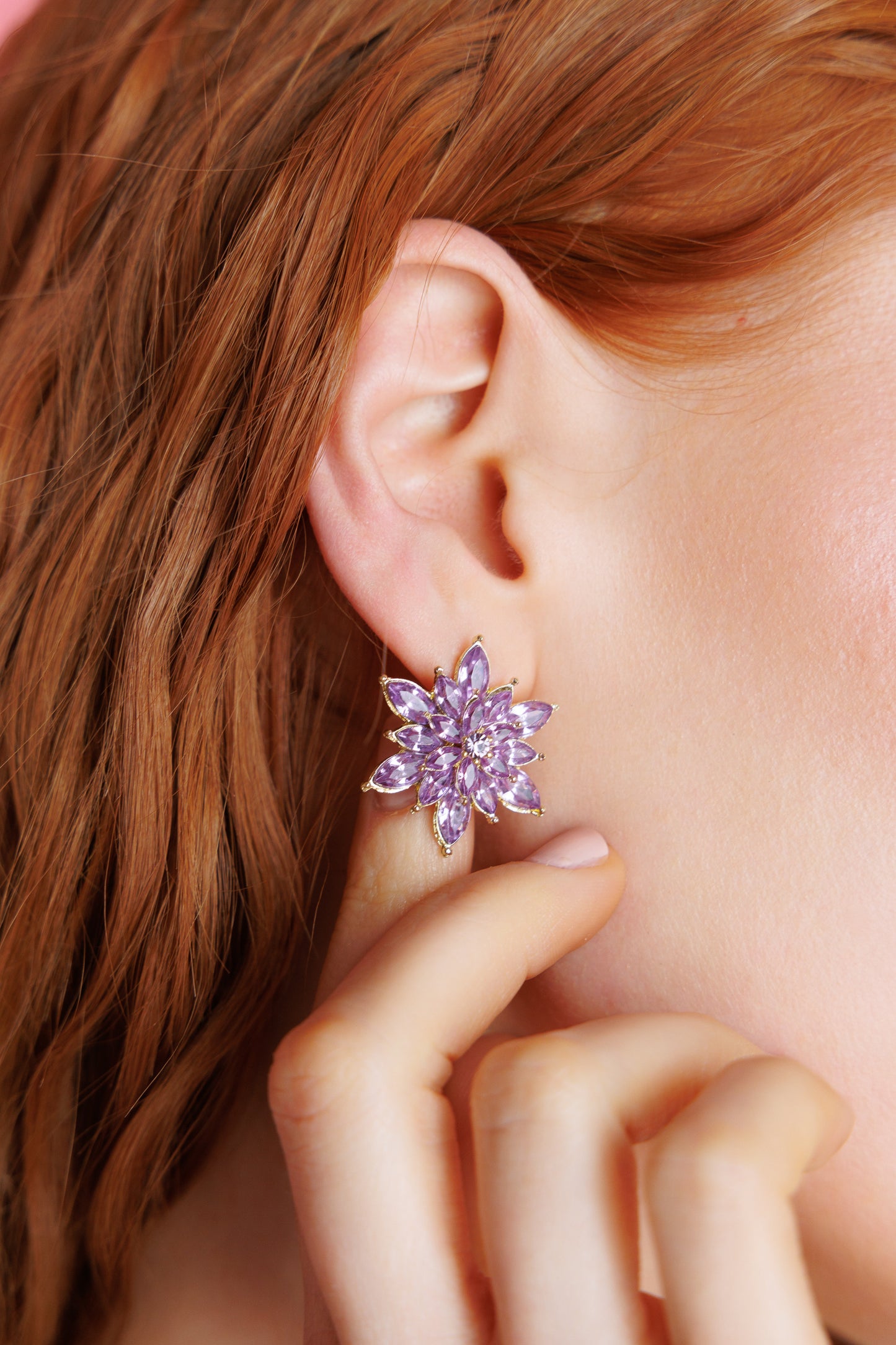 Lilac crystal earrings
