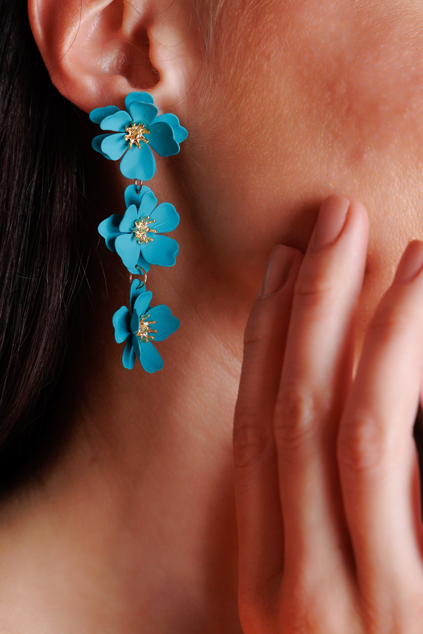 Green flowers drop earrings