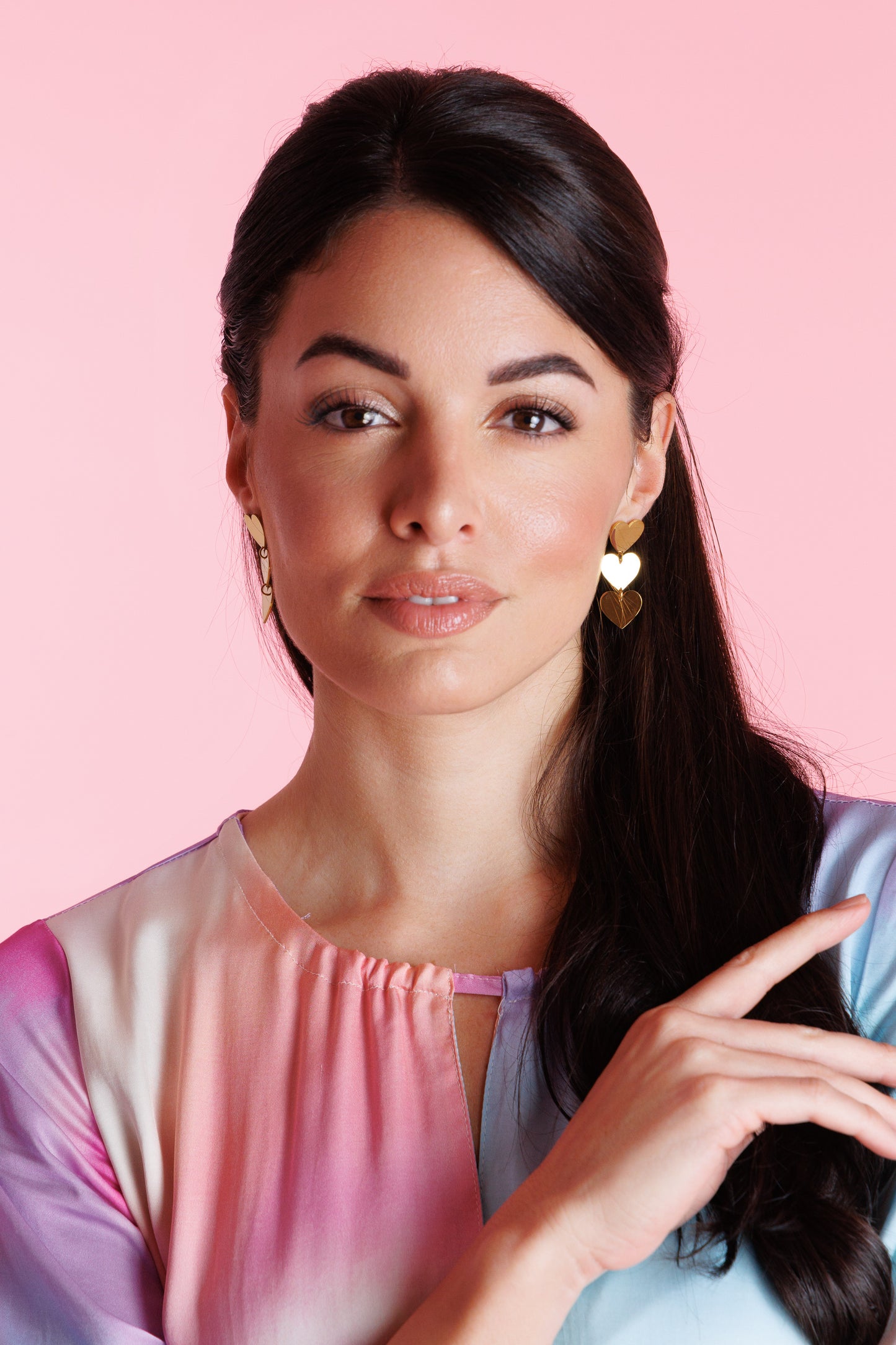 Drop earrings with hearts